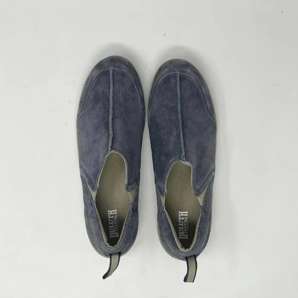 Duluth Trading Slip On Mocs Womens 9.5 Steel‎ Creek Blue Suede Water-Resistant